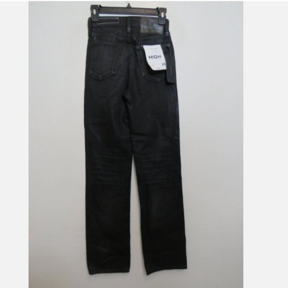 rag & bone size 23 Alex Straight Leg Jeans Black High Rise Coated NEW - Picture 5 of 5
